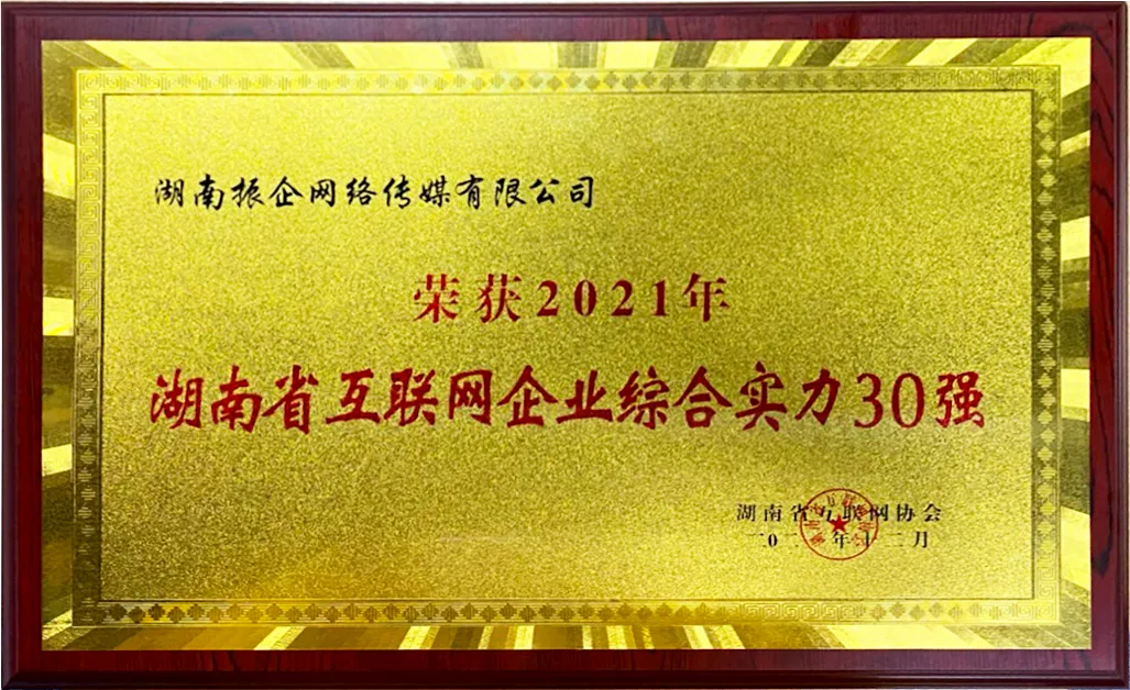 喜報(bào) | 振企網絡傳媒—榮獲2021年(nián)“湖(hú)南(nán)省互聯網企業(yè)綜合實力30強”(圖3) 喜報(bào) | 振企網絡傳媒—榮獲2021年(nián)“湖(hú)南(nán)省互聯網企業(yè)綜合實力30強”(圖3)